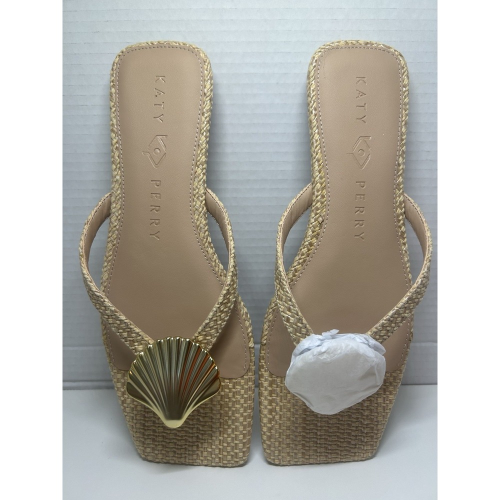 Katy Perry Collections Beige Sandals with Gold Shell Detail